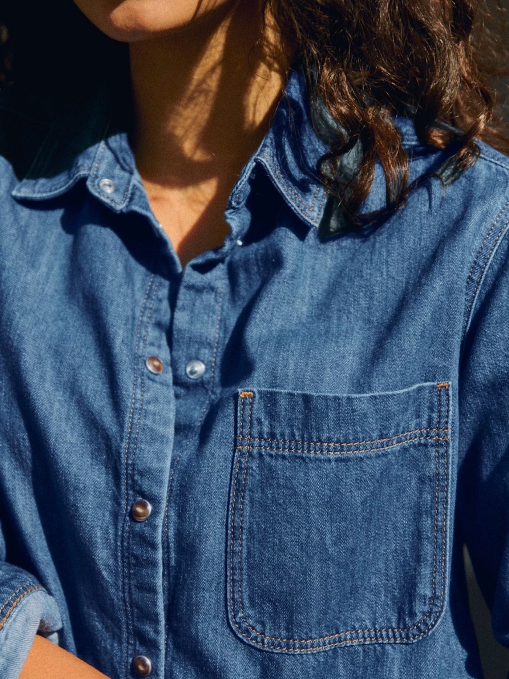 NWT Sezane “Sadie” Long Sleeve Denim Dress is Deep Blue, Size 4 - Picture 2 of 7